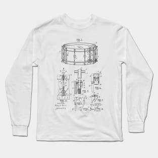 Snare Drum Muffler Vintage Patent Hand Drawing Long Sleeve T-Shirt